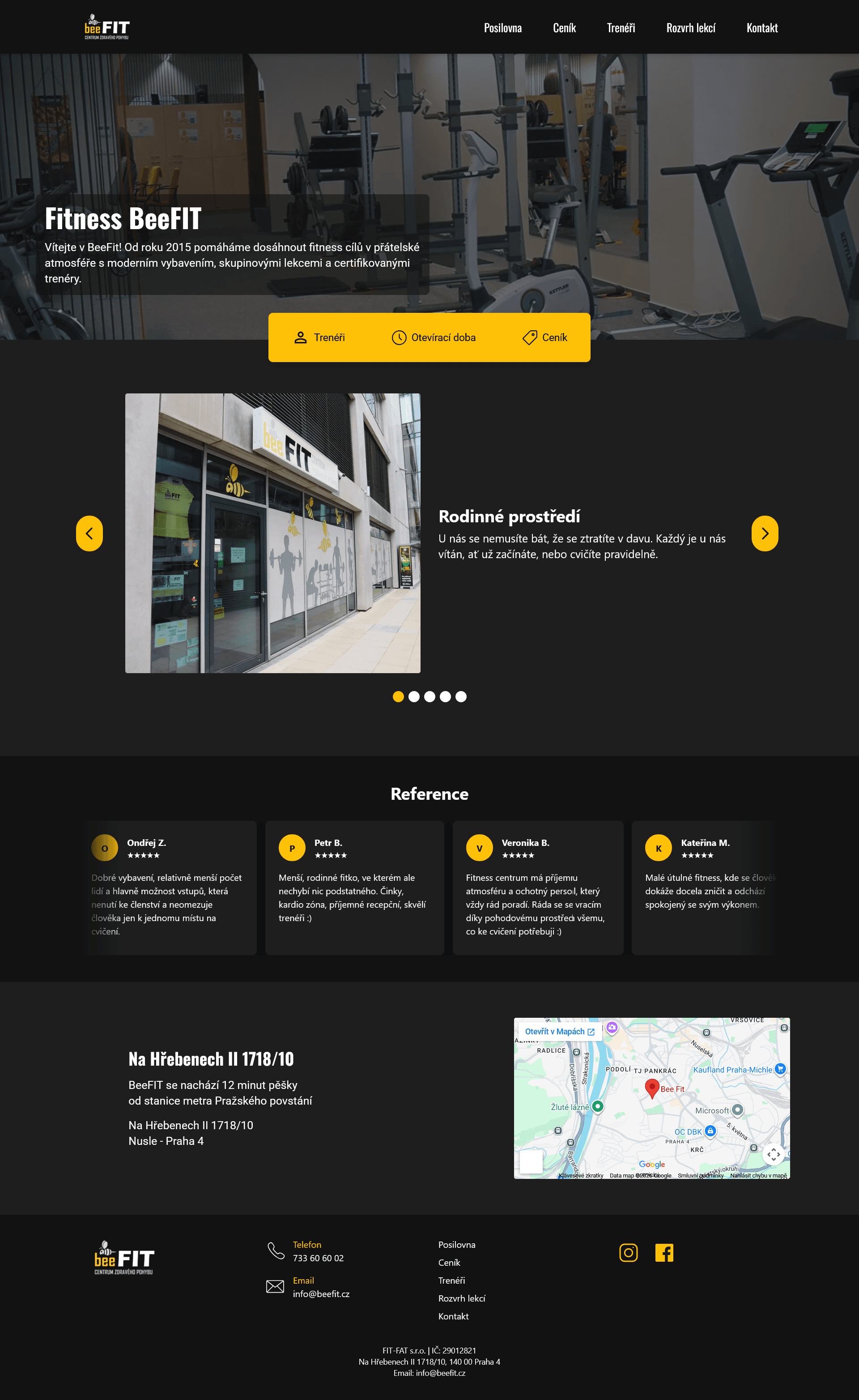 BeeFIT Praha website