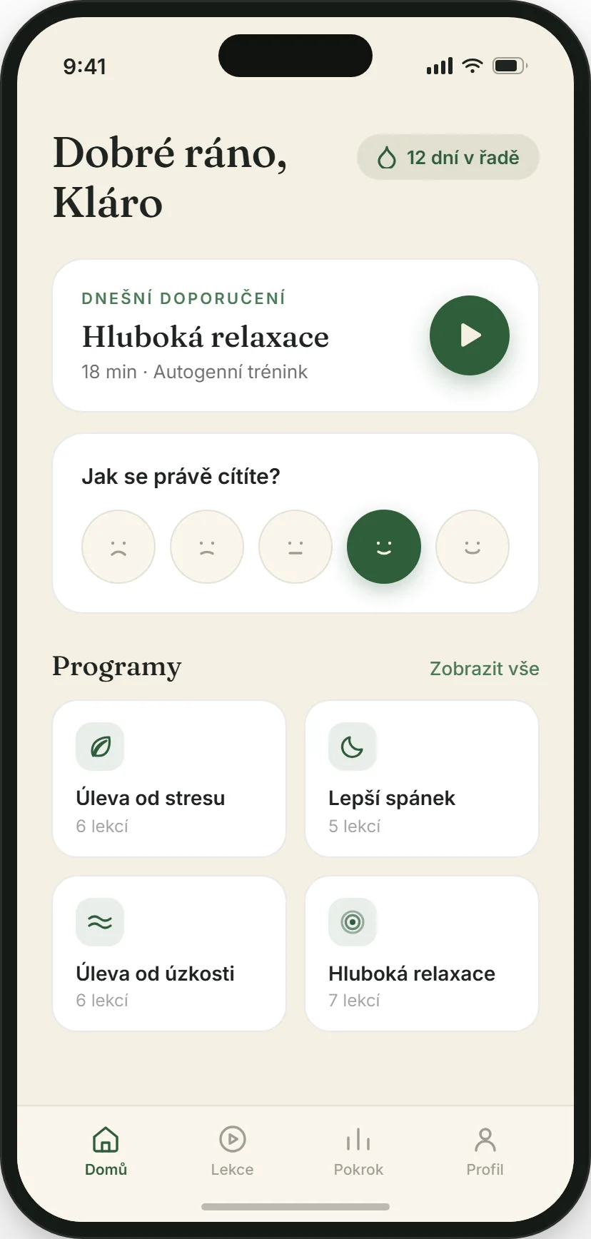 Home screen of the Calypso app