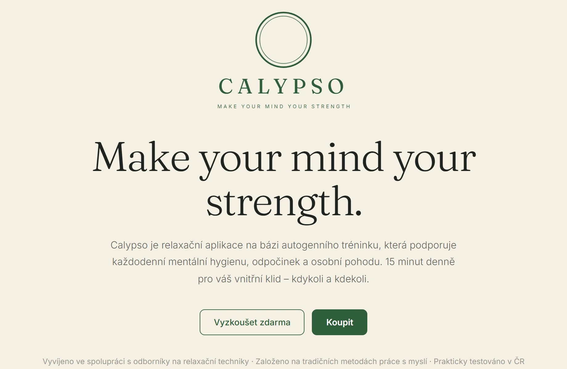 Calypso website hero section