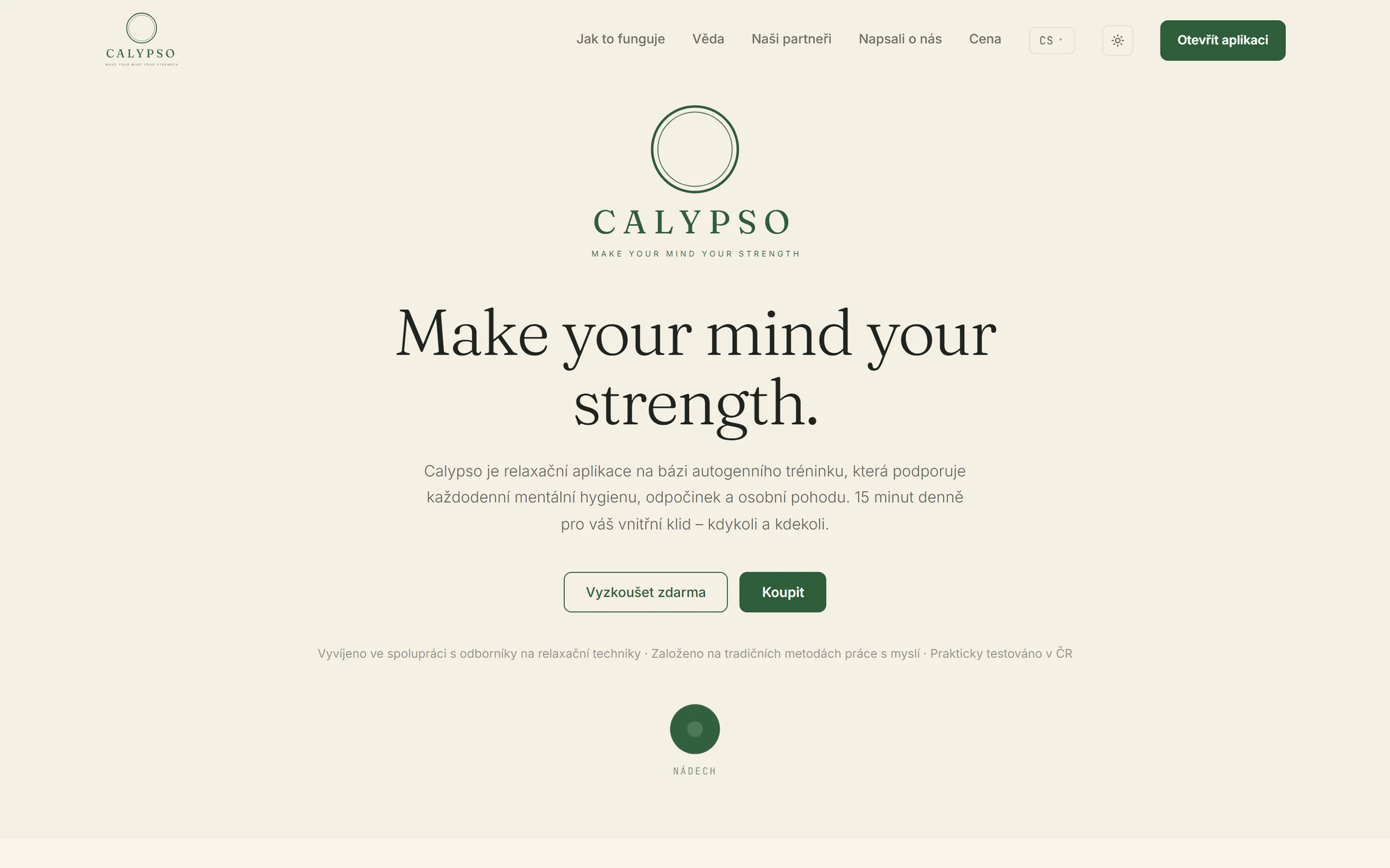 Calypso website homepage