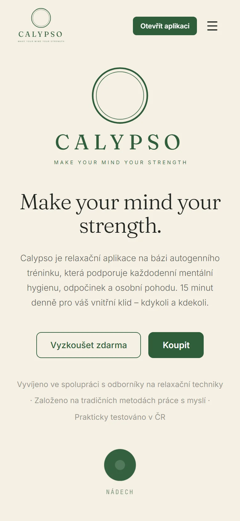 Calypso website on mobile
